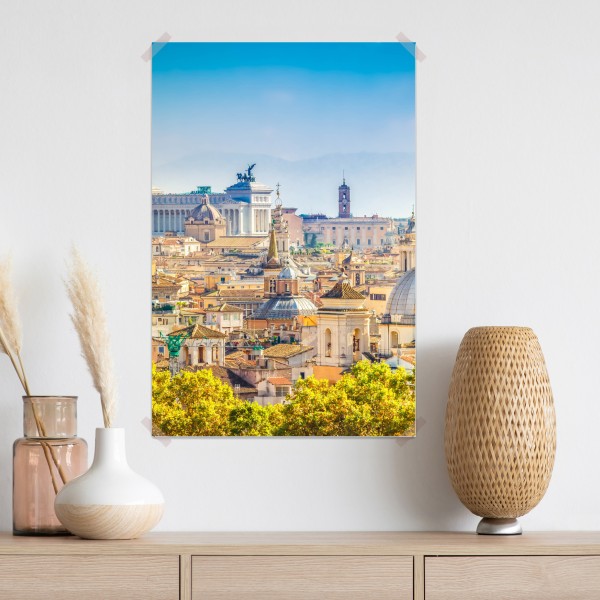Poster sonnige skyline von Rom mit kuppeln – Wallnifity® Poster sonnige skyline von Rom mit kuppeln – Wallnifity®