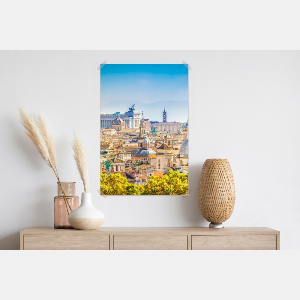 Poster sonnige skyline von Rom mit kuppeln – Wallnifity® Poster sonnige skyline von Rom mit kuppeln – Wallnifity®