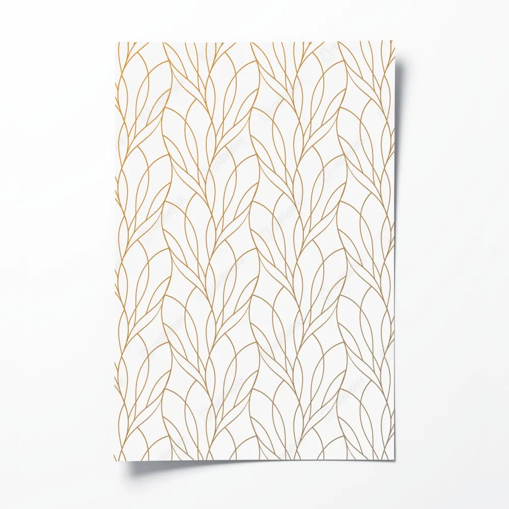 Poster goldenes blattmuster auf weißem hintergrund – Wallnifity® Poster goldenes blattmuster auf weißem hintergrund – Wallnifity®