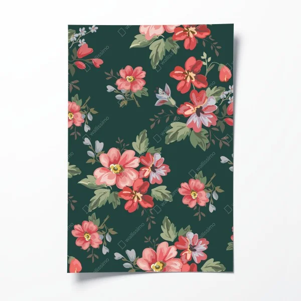 Poster verspieltes rosa flamingo-muster – Wallnifity®
