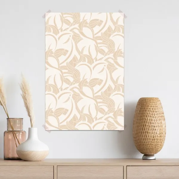 Poster beiges blattmuster im botanischen stil – Wallnifity® Poster beiges blattmuster im botanischen stil – Wallnifity®