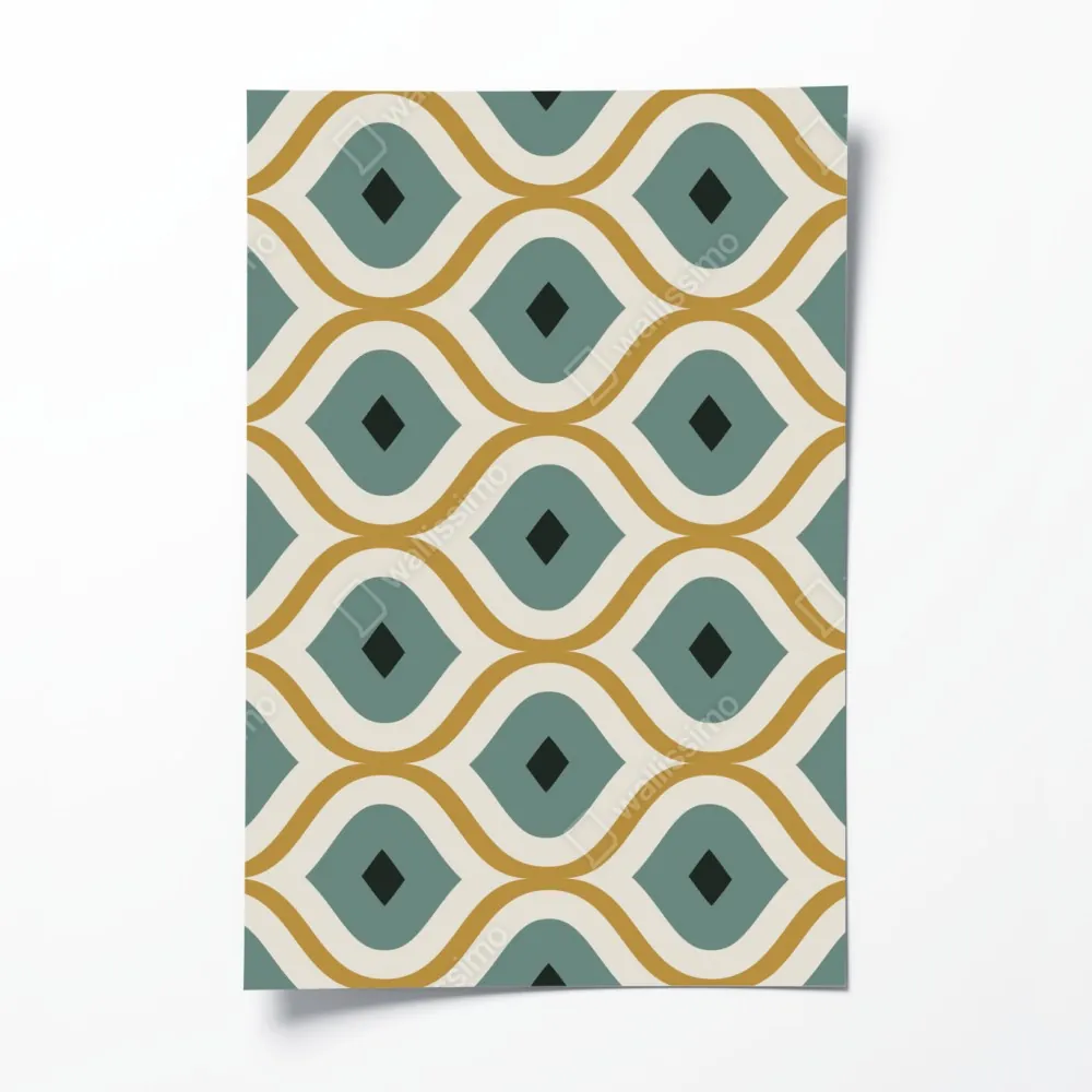 Poster türkis-goldenes geometrisches ornament – Wallnifity® Poster türkis-goldenes geometrisches ornament – Wallnifity®