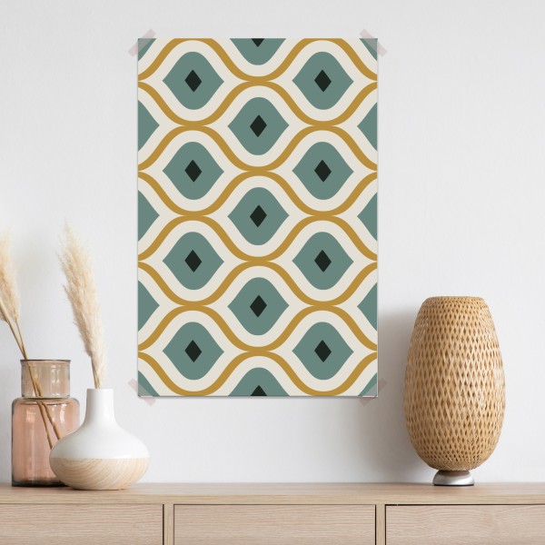 Poster türkis-goldenes geometrisches ornament – Wallnifity® Poster türkis-goldenes geometrisches ornament – Wallnifity®