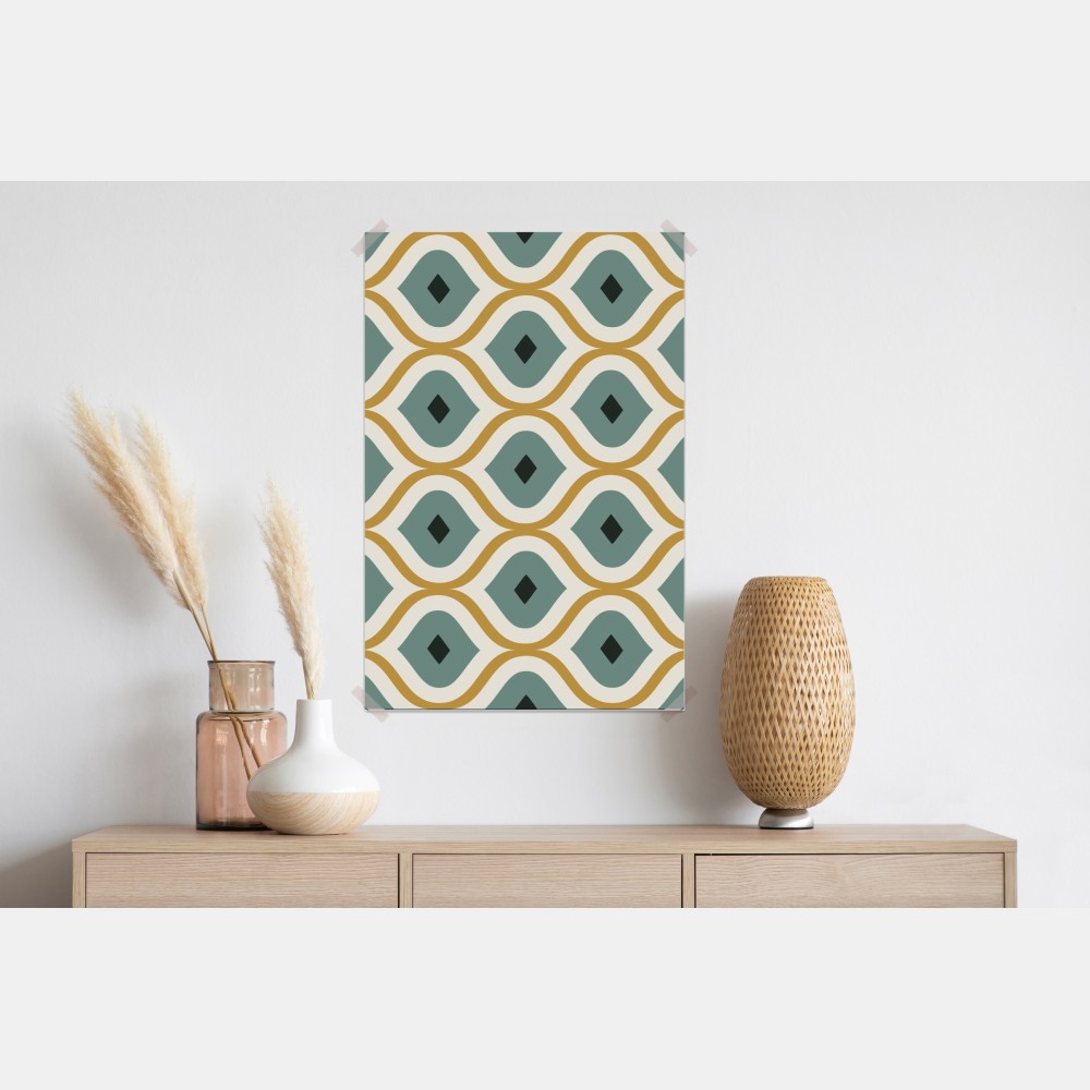 Poster türkis-goldenes geometrisches ornament – Wallnifity® Poster türkis-goldenes geometrisches ornament – Wallnifity®