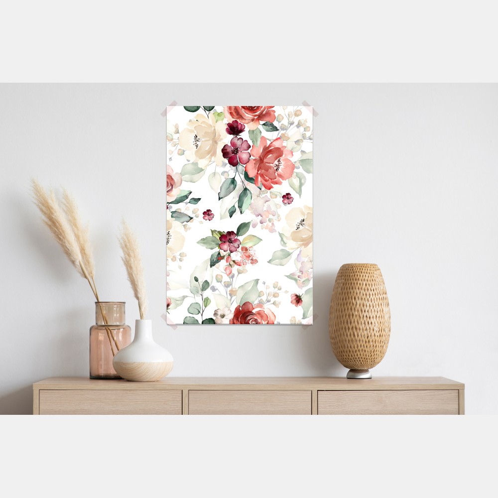 Poster zartes aquarell rosenmuster – Wallnifity®