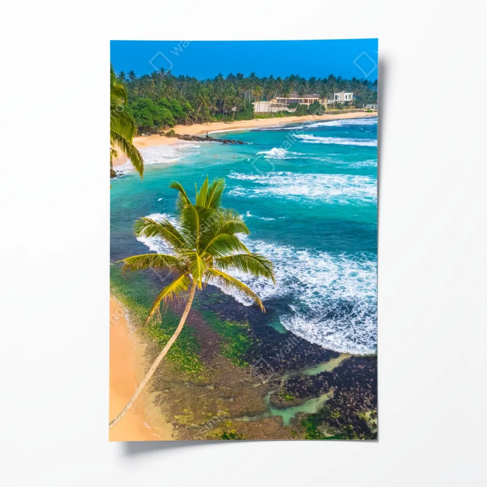 Poster türkisfarbene tropische küste mit palmen – Wallnifity®