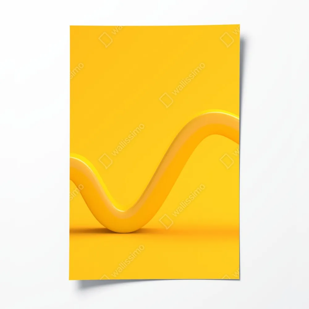 Poster sonnige gelbe 3d-abstrakte kurve – Wallnifity®