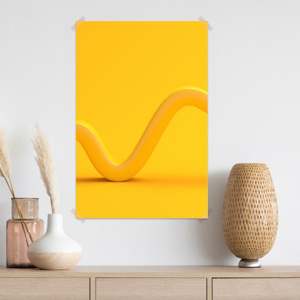 Poster sonnige gelbe 3d-abstrakte kurve – Wallnifity®