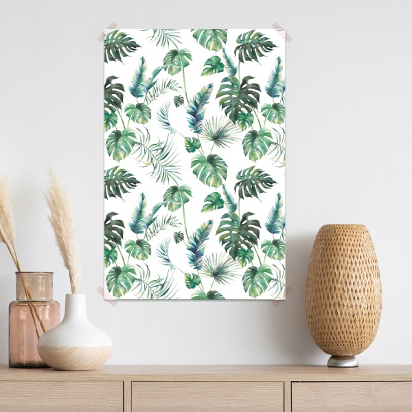 Poster aquarell tropische blätter muster – Wallnifity® Poster aquarell tropische blätter muster – Wallnifity®