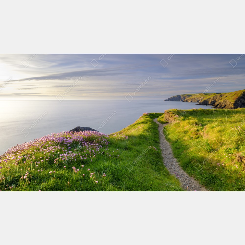 Poster Ceibwr Bay küstenpfad bei dämmerung – Wallnifity® Poster Ceibwr Bay küstenpfad bei dämmerung – Wallnifity®