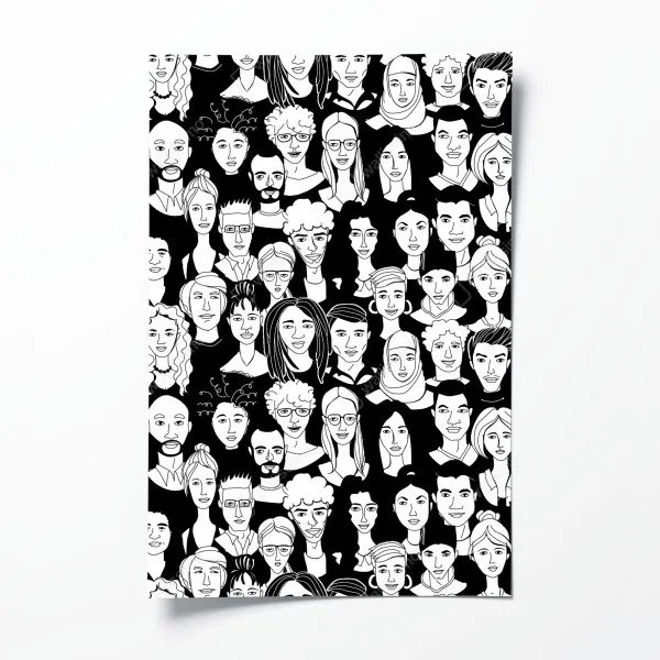 Poster muster mit vielfältigen gesichtern