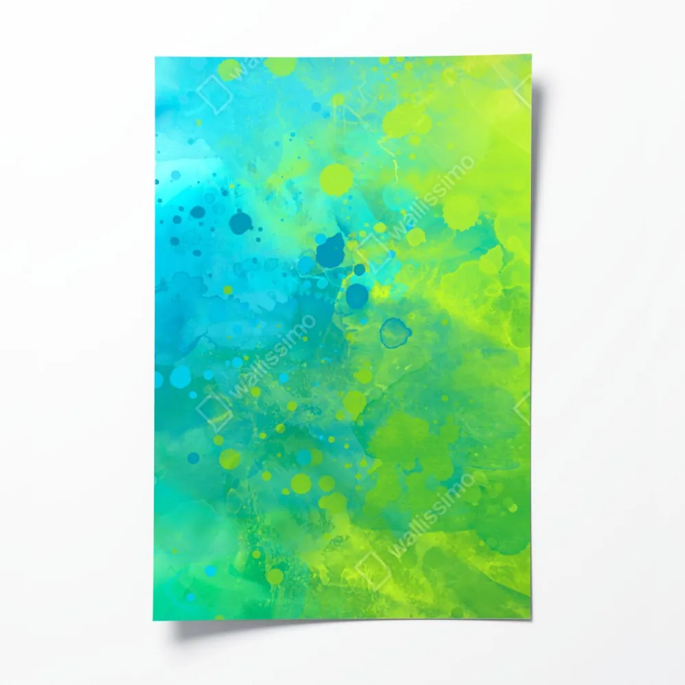 Poster lebhafte türkis und limetten aquarellspritzer – Wallnifity® Poster lebhafte türkis und limetten aquarellspritzer – Wallnifity®