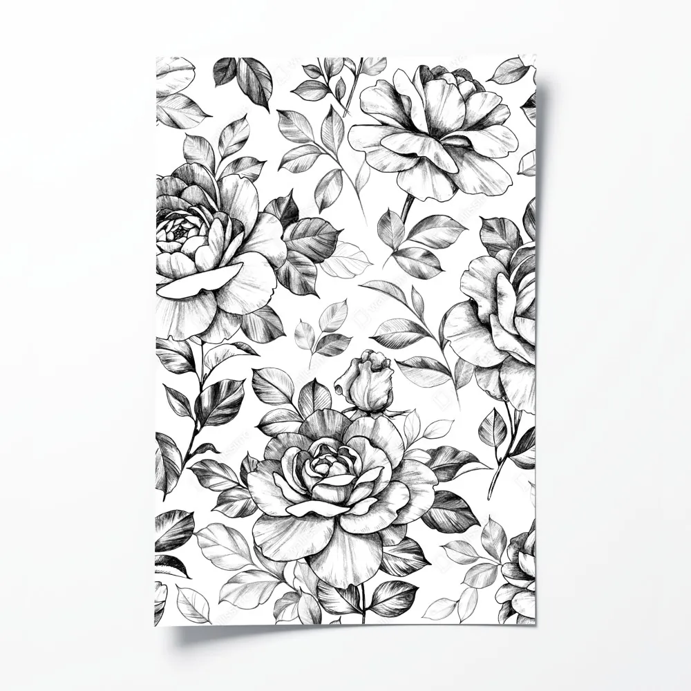 Poster handgezeichnetes rosenmuster – Wallnifity® Poster handgezeichnetes rosenmuster – Wallnifity®