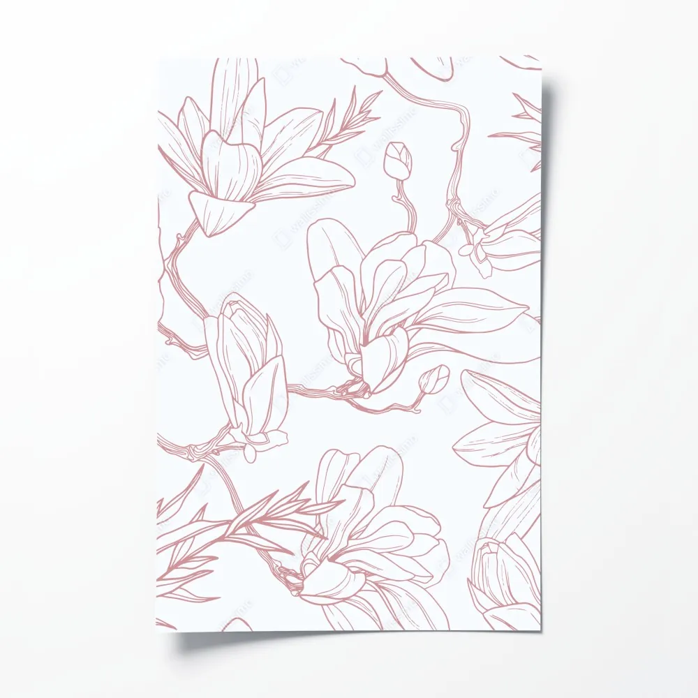 Poster zartes magnolienmuster in sanftem rosa – Wallnifity® Poster zartes magnolienmuster in sanftem rosa – Wallnifity®