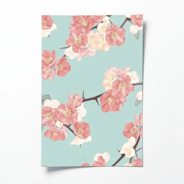 Poster boho aquarell-panda mit federn – Wallnifity®