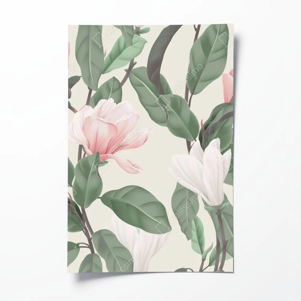 Poster pastell magnolienmuster – Wallnifity® Poster pastell magnolienmuster – Wallnifity®