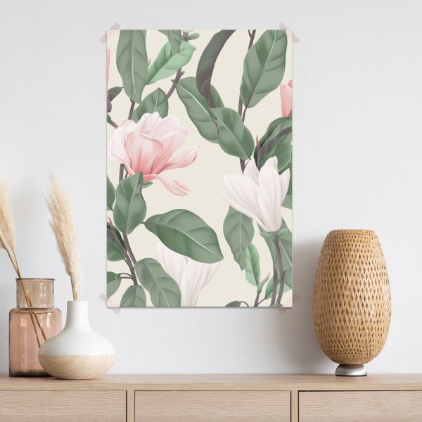 Poster pastell magnolienmuster – Wallnifity® Poster pastell magnolienmuster – Wallnifity®