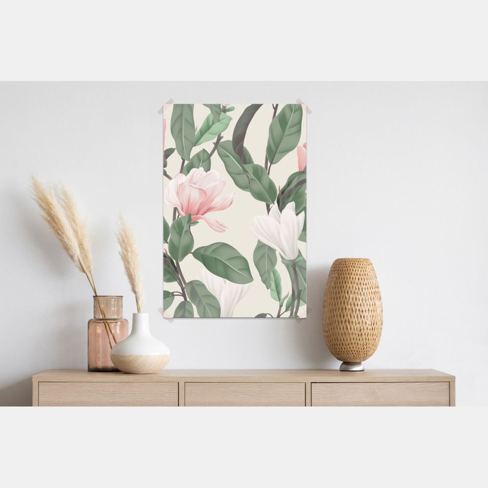 Poster pastell magnolienmuster – Wallnifity® Poster pastell magnolienmuster – Wallnifity®
