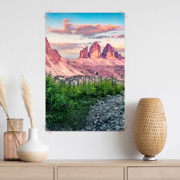Poster sonnenuntergang bei Tre Cime di Lavaredo – Wallnifity® Poster sonnenuntergang bei Tre Cime di Lavaredo – Wallnifity®