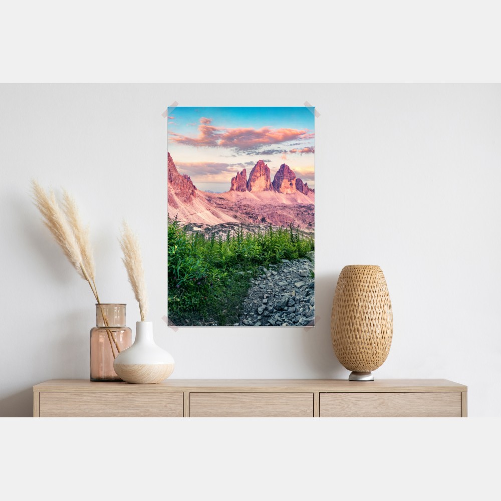 Poster sonnenuntergang bei Tre Cime di Lavaredo – Wallnifity® Poster sonnenuntergang bei Tre Cime di Lavaredo – Wallnifity®