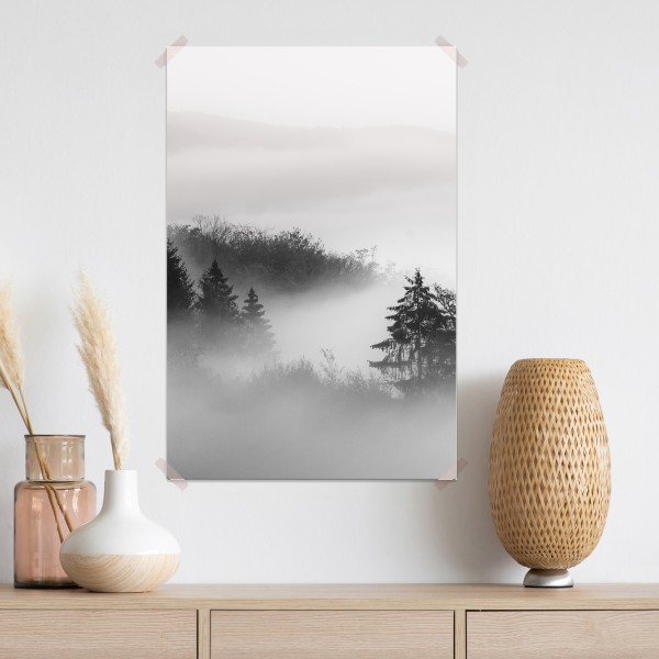 Poster nebliger wald in grautönen – Wallnifity® Poster nebliger wald in grautönen – Wallnifity®