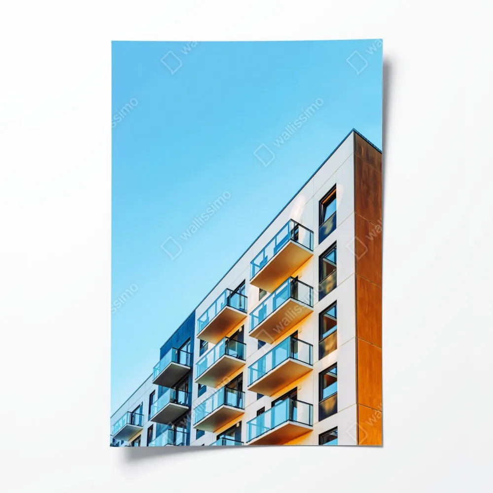 Poster modernes wohngebäude mit balkonen – Wallnifity® Poster modernes wohngebäude mit balkonen – Wallnifity®
