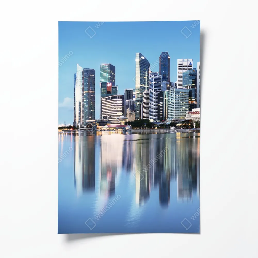 Poster moderne stadtskyline gespiegelt im wasser – Wallnifity® Poster moderne stadtskyline gespiegelt im wasser – Wallnifity®