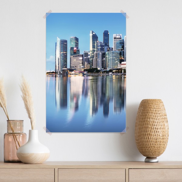 Poster moderne stadtskyline gespiegelt im wasser – Wallnifity® Poster moderne stadtskyline gespiegelt im wasser – Wallnifity®