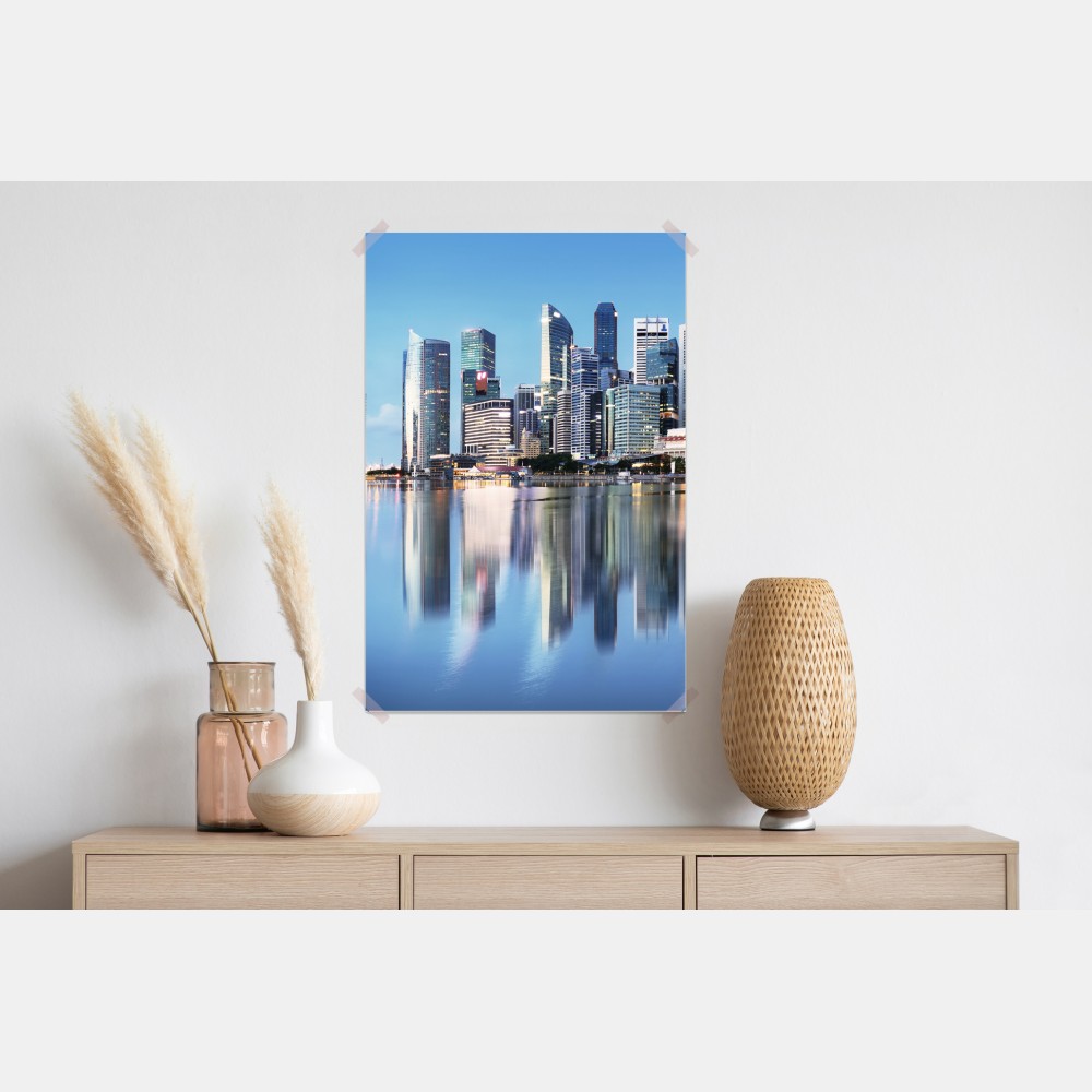 Poster moderne stadtskyline gespiegelt im wasser – Wallnifity® Poster moderne stadtskyline gespiegelt im wasser – Wallnifity®