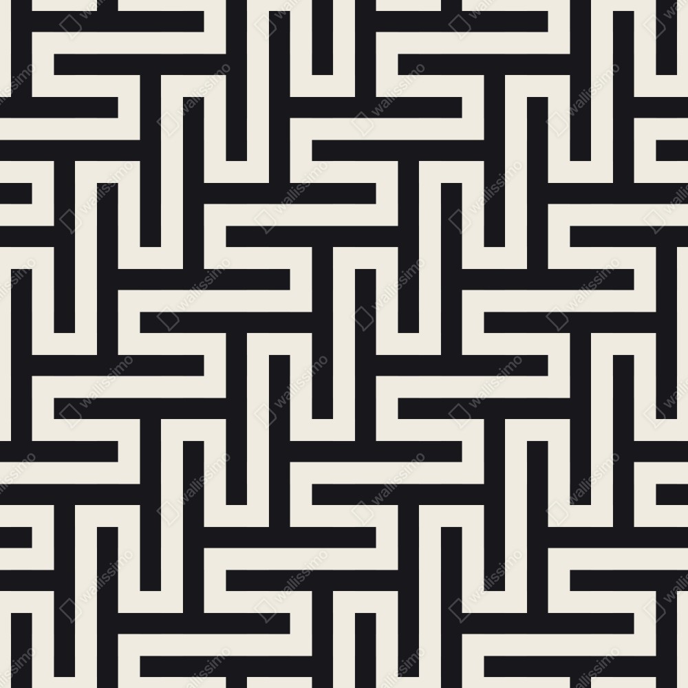 Poster geometrisches labyrinthmuster in beige und schwarz – Wallnifity®