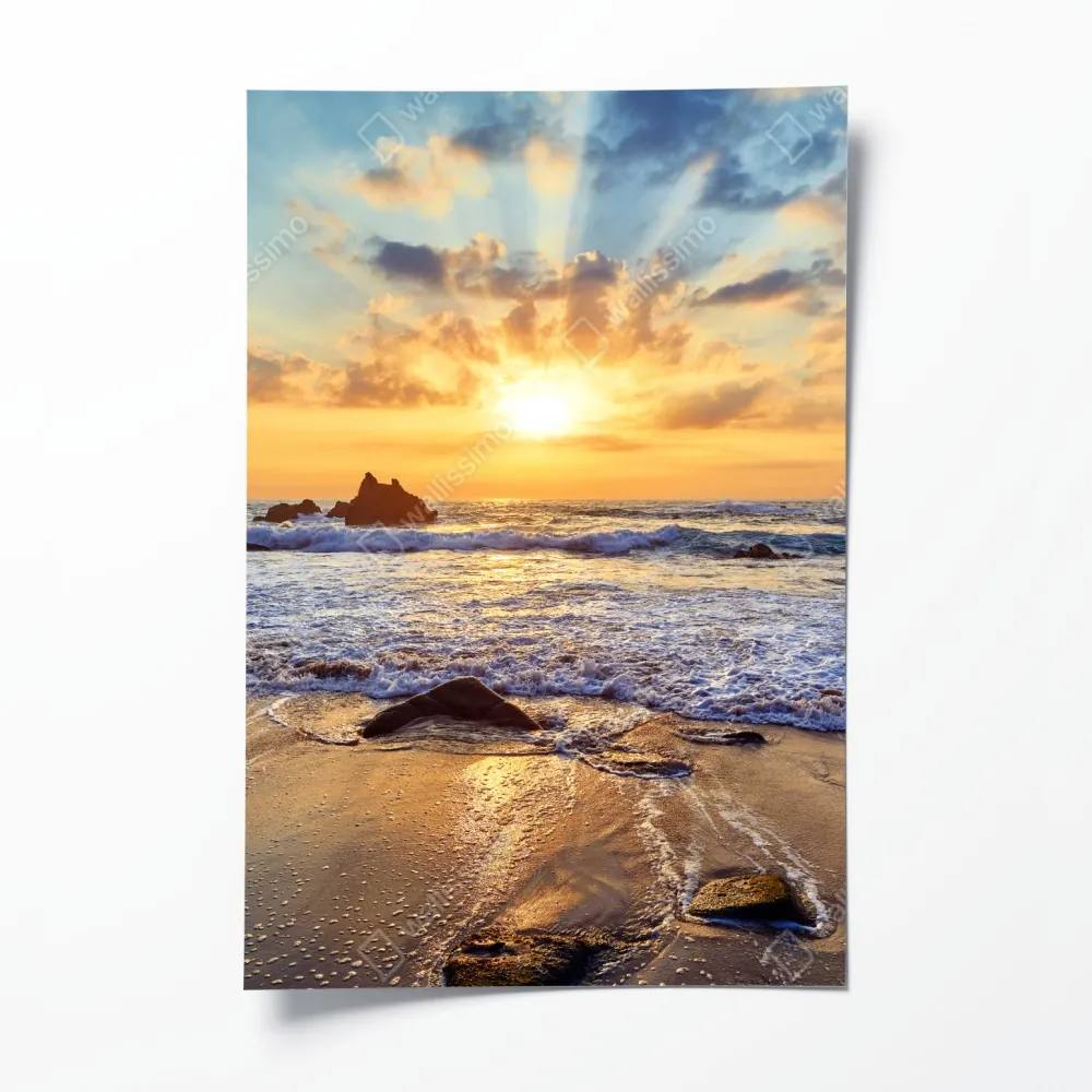 Poster sonnenuntergang an der felsigen küste – Wallnifity® Poster sonnenuntergang an der felsigen küste – Wallnifity®