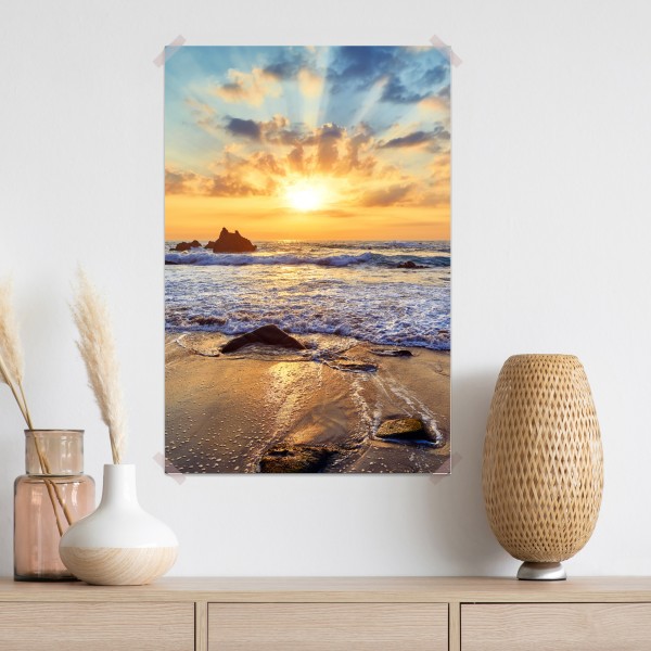 Poster sonnenuntergang an der felsigen küste – Wallnifity® Poster sonnenuntergang an der felsigen küste – Wallnifity®