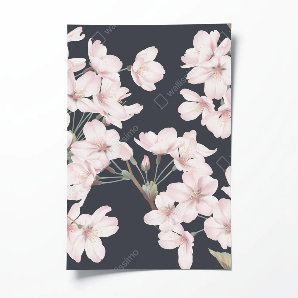 Poster zartes kirschblütenmuster – Wallnifity® Poster zartes kirschblütenmuster – Wallnifity®