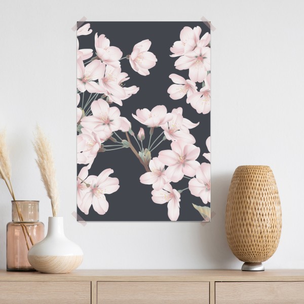 Poster zartes kirschblütenmuster – Wallnifity® Poster zartes kirschblütenmuster – Wallnifity®