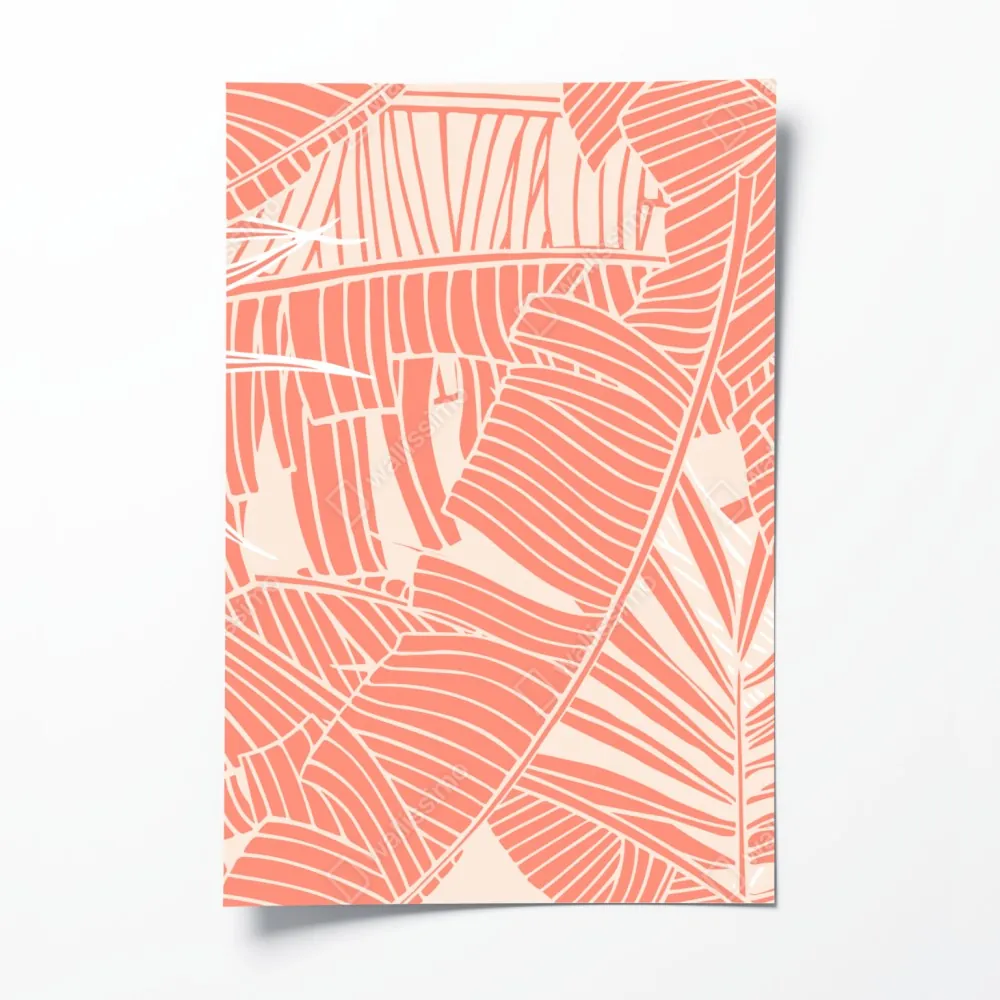 Poster korallenfarbenes tropisches blattmuster – Wallnifity® Poster korallenfarbenes tropisches blattmuster – Wallnifity®