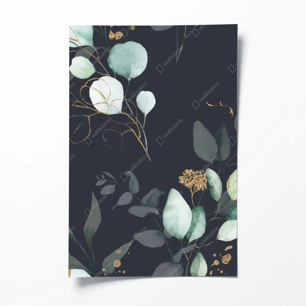 Poster eukalyptus aquarellblätter auf dunklem hintergrund – Wallnifity® Poster eukalyptus aquarellblätter auf dunklem hintergrund – Wallnifity®