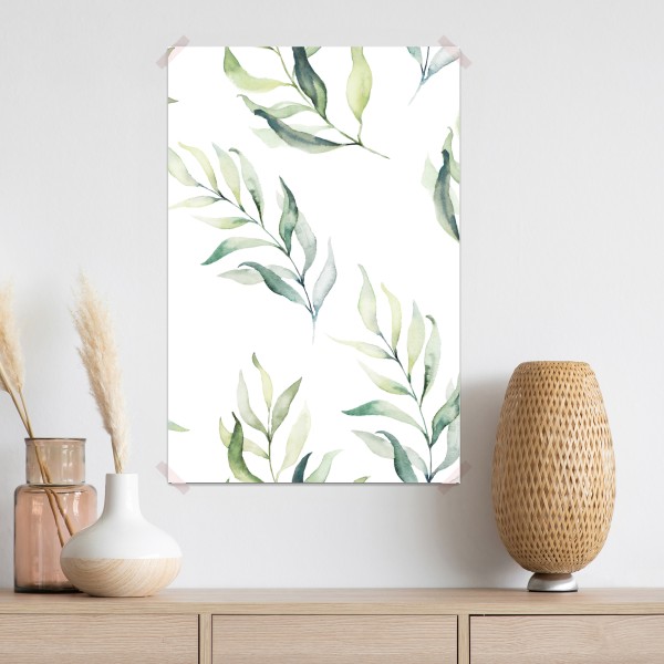 Poster sanftes aquarellmuster mit eukalyptusblättern – Wallnifity® Poster sanftes aquarellmuster mit eukalyptusblättern – Wallnifity®