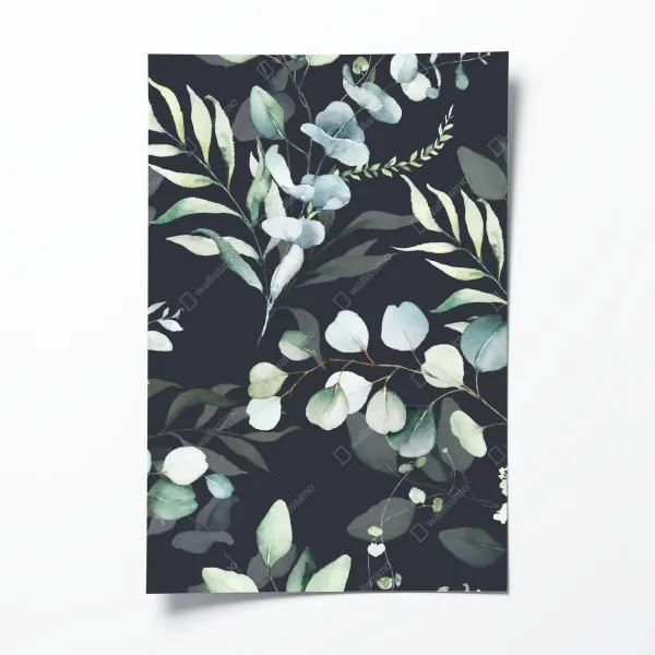 Poster eukalyptus aquarell botanisches muster auf dunklem hintergrund – Wallnifity® Poster eukalyptus aquarell botanisches muster auf dunklem hintergrund – Wallnifity®