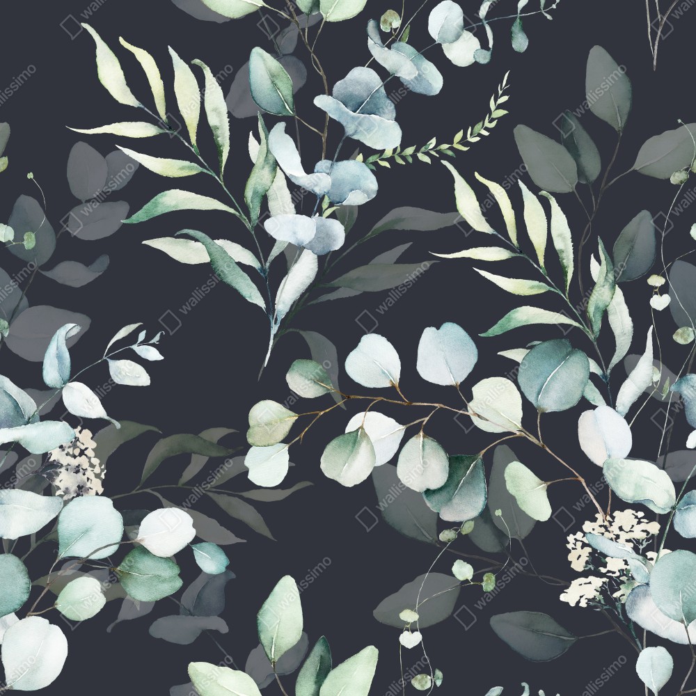 Poster eukalyptus aquarell botanisches muster auf dunklem hintergrund – Wallnifity® Poster eukalyptus aquarell botanisches muster auf dunklem hintergrund – Wallnifity®