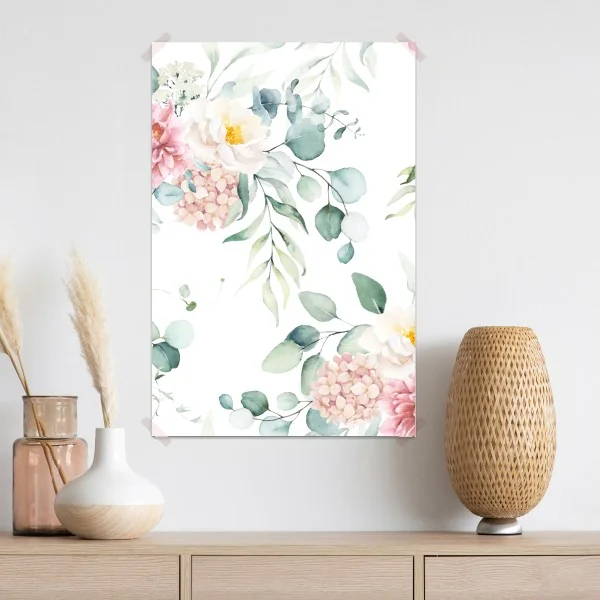 Poster zarter aquarellblumenstrauß – Wallnifity®