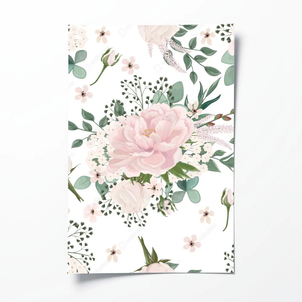 Poster zartes rosa pfingstrosenmuster – Wallnifity® Poster zartes rosa pfingstrosenmuster – Wallnifity®