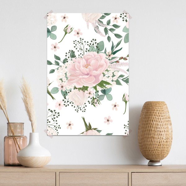 Poster zartes rosa pfingstrosenmuster – Wallnifity® Poster zartes rosa pfingstrosenmuster – Wallnifity®