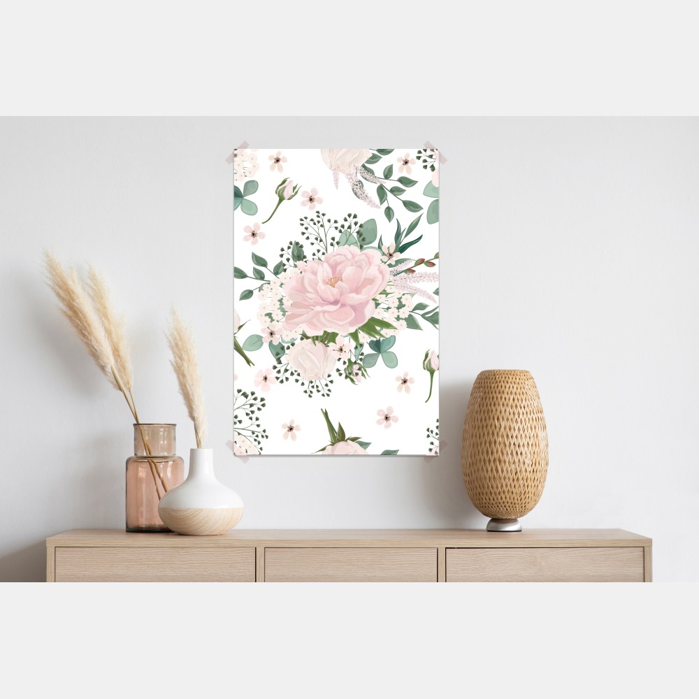 Poster zartes rosa pfingstrosenmuster – Wallnifity® Poster zartes rosa pfingstrosenmuster – Wallnifity®