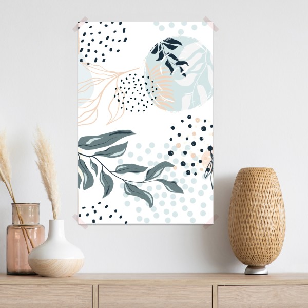 Poster pastellfarbenes botanisches abstraktes muster – Wallnifity® Poster pastellfarbenes botanisches abstraktes muster – Wallnifity®