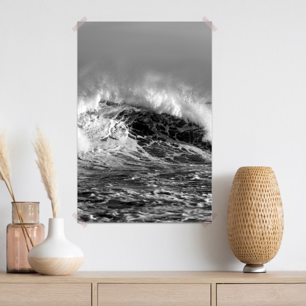 Poster dramatische schwarzweiß-welle des ozeans – Wallnifity® Poster dramatische schwarzweiß-welle des ozeans – Wallnifity®