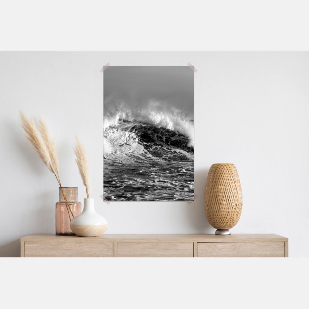Poster dramatische schwarzweiß-welle des ozeans – Wallnifity® Poster dramatische schwarzweiß-welle des ozeans – Wallnifity®