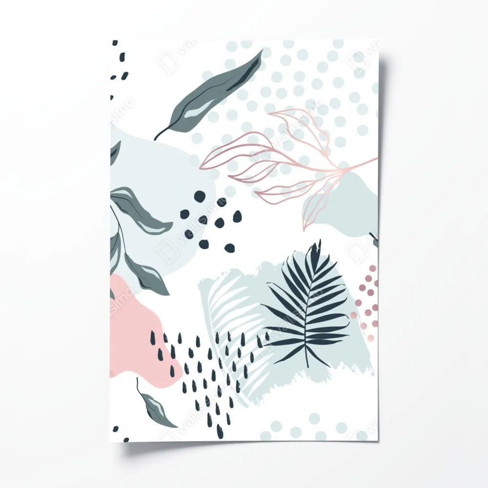 Poster pastellfarbenes botanisches abstraktes muster – Wallnifity®