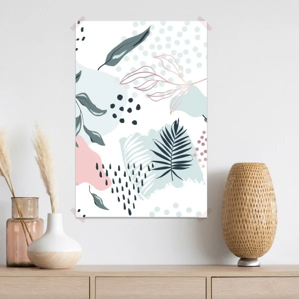 Poster pastellfarbenes botanisches abstraktes muster – Wallnifity®