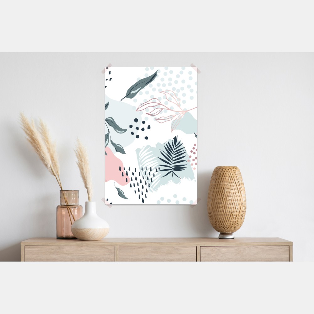 Poster pastellfarbenes botanisches abstraktes muster – Wallnifity®