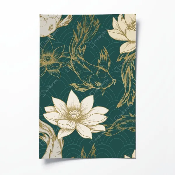 Poster nebeliger mamutbaumwald im goldenen vintagelicht – Wallnifity®